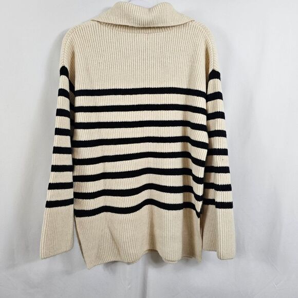 H&M Rib Kint Half Zip Sweater in Cream Striped - Size S - Picture 7 of 10